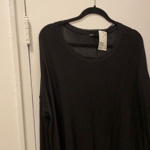 Black long sleeve see-through sweater